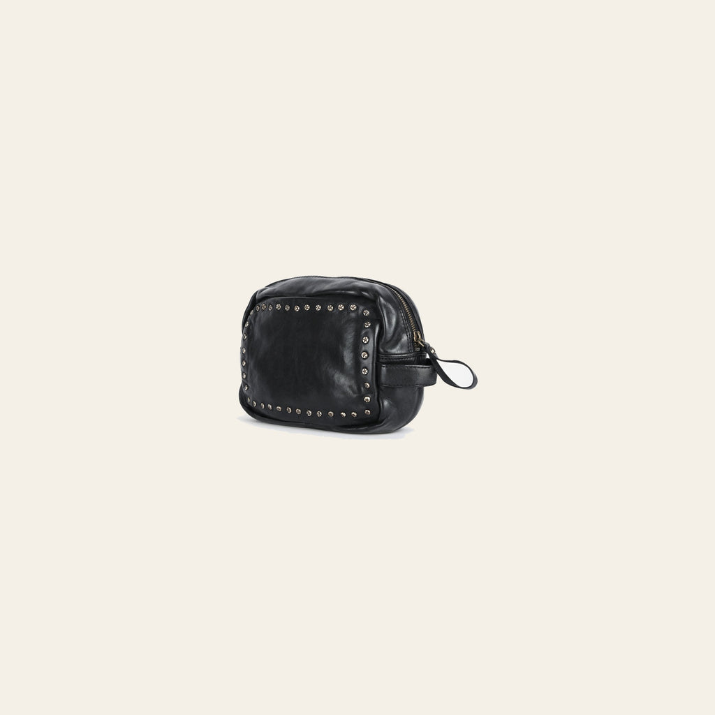 Spaghetti Western Swc200Blk Wristlet Vintage Handmade Drum Dyed Genuine European Cowhide Leather Women Bag Western Handbag Purse