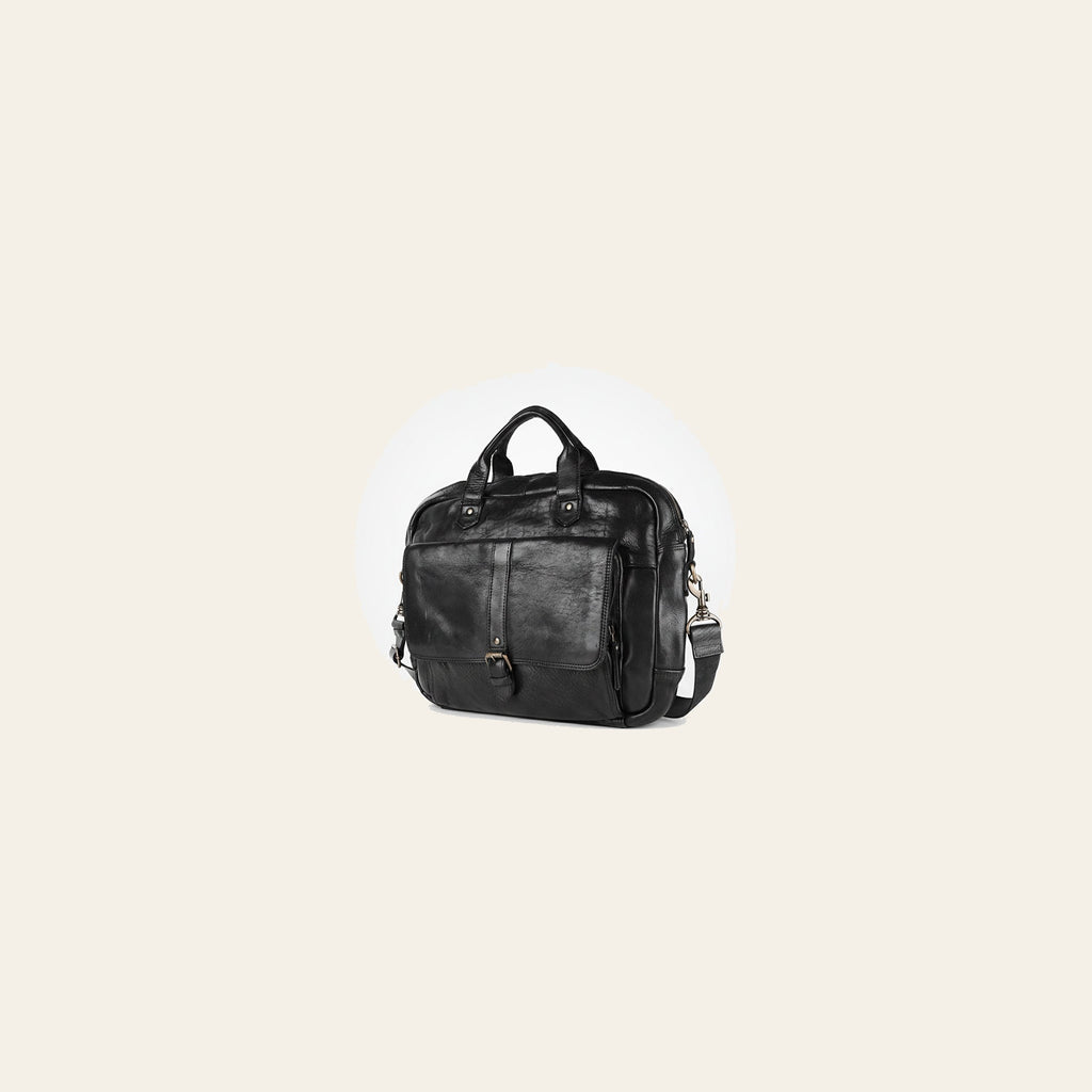 Spaghetti Western Swc417Blk Briefcase Vintage Handmade Drum Dyed Genuine European Cowhide Leather Women Bag Western Handbag Purse