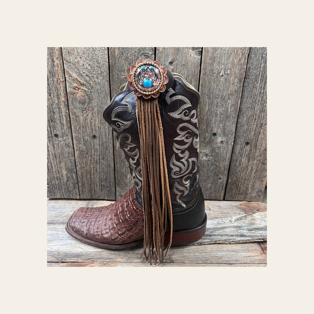 Boot Cuff Jewelry - Squash Blossom Concho - Fringe