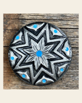 Starburst Antique Silver Turquoise 1.5" Concho W214L on a warm cream background