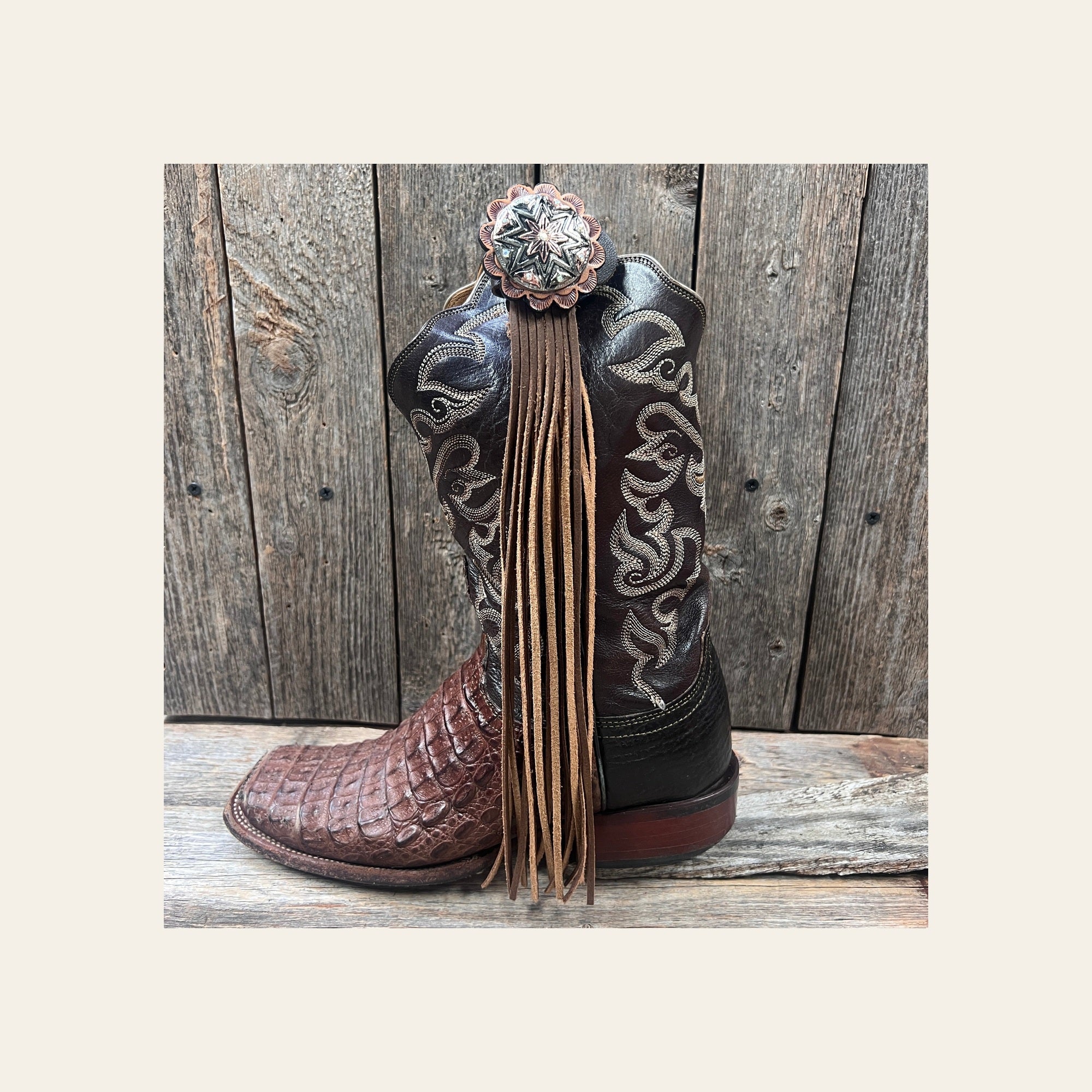 Boot Cuff Jewelry - Starburst Flower Concho - Fringe