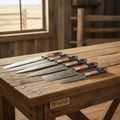 6-Piece Texas Flag Damascus Steak & Utility Knife Set — Pakka Wood & Bone Handles