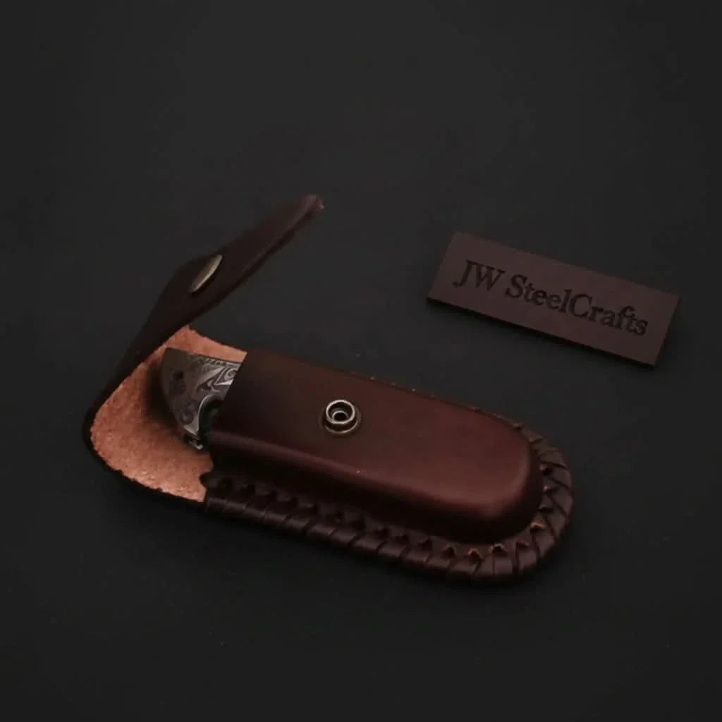 Frontrunner Camel Bone folding knife with Leather Sheath