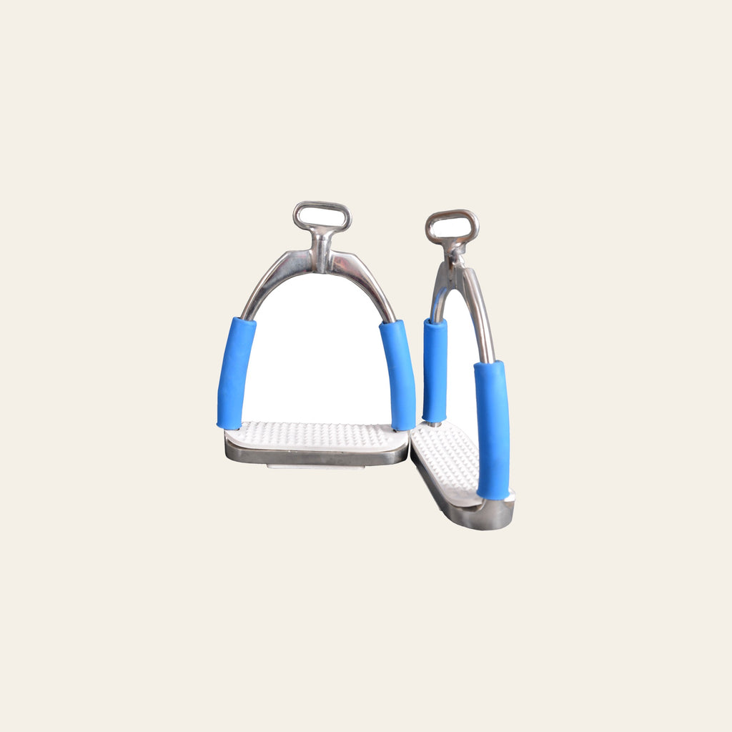 3 In Neck Hilason Western Slanted Stainless Steel rubber Pad Stirrups