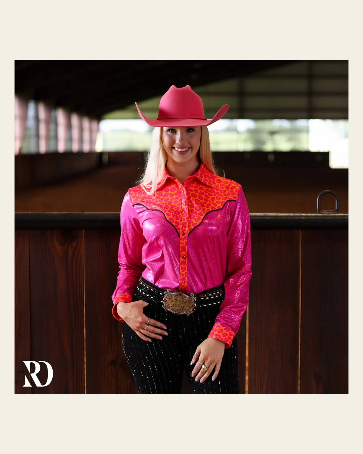 Summer Leopard Sparkle Performance Rodeo Shirt on a warm cream background