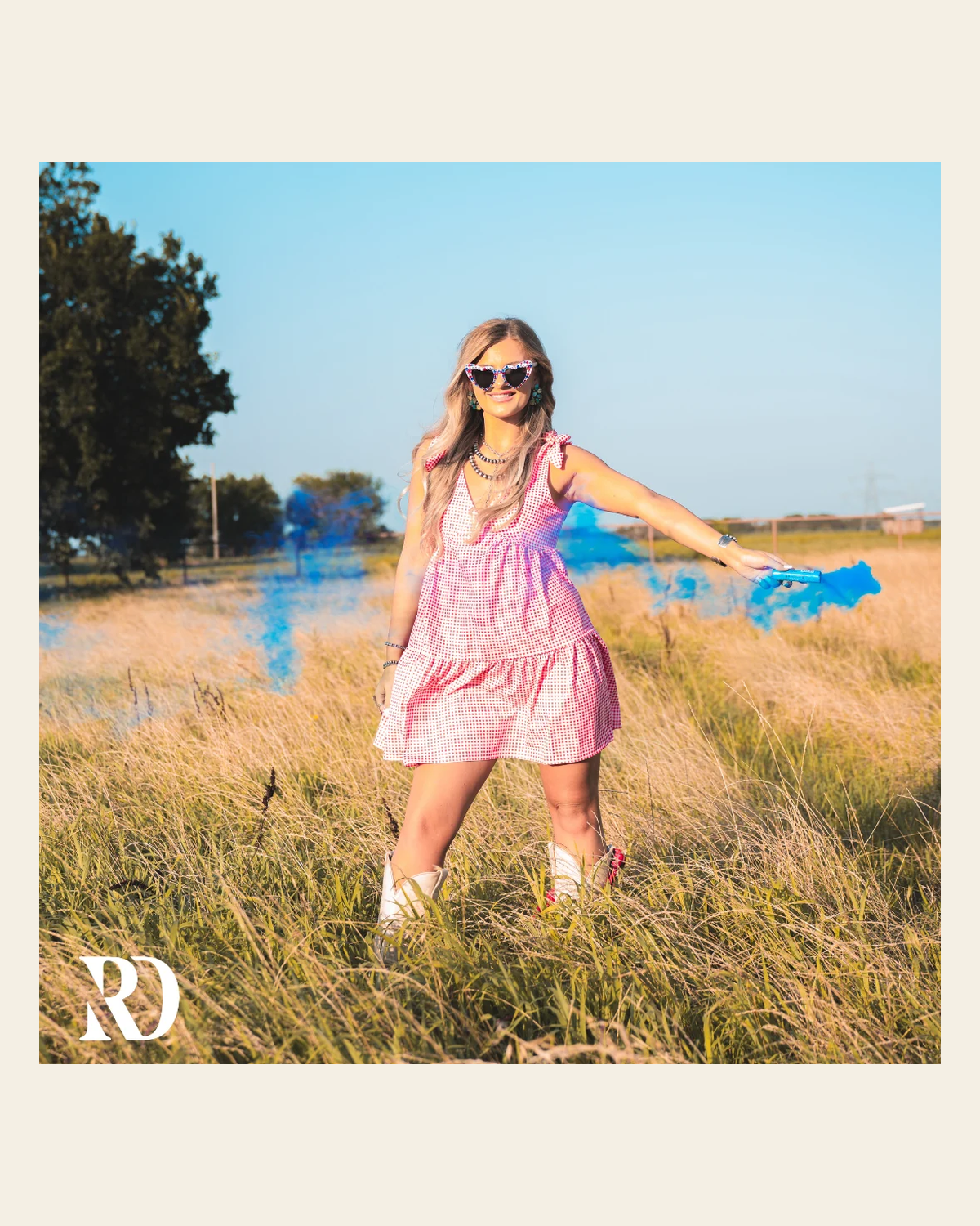 Summer Nights Red Gingham | Dress on a warm cream background