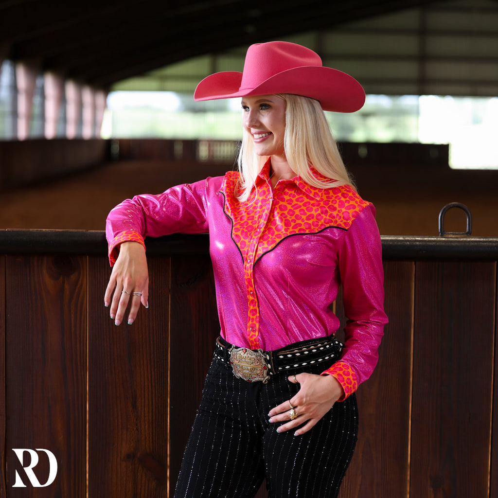 Summer Leopard Sparkle Performance Rodeo Shirt — view 3