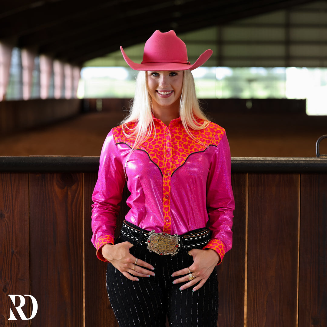 Summer Leopard Sparkle Performance Rodeo Shirt — view 4