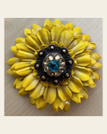 Sunflower With Copper Teal & Champagne 1" Concho on a warm cream background