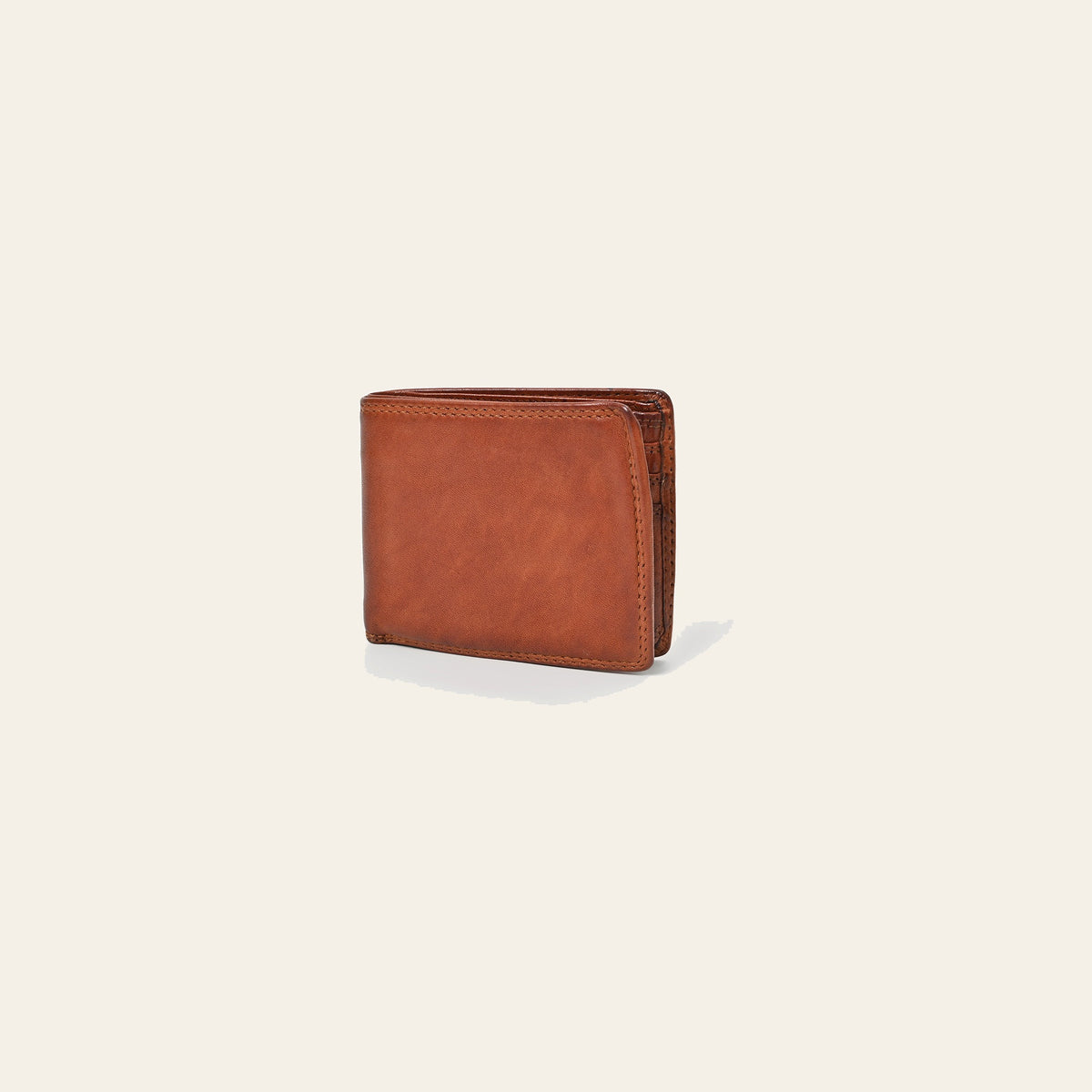 Spaghetti Western Full Grain Leather Bifold Wallet for Men Slim Minimalist Card Holder with ID Window