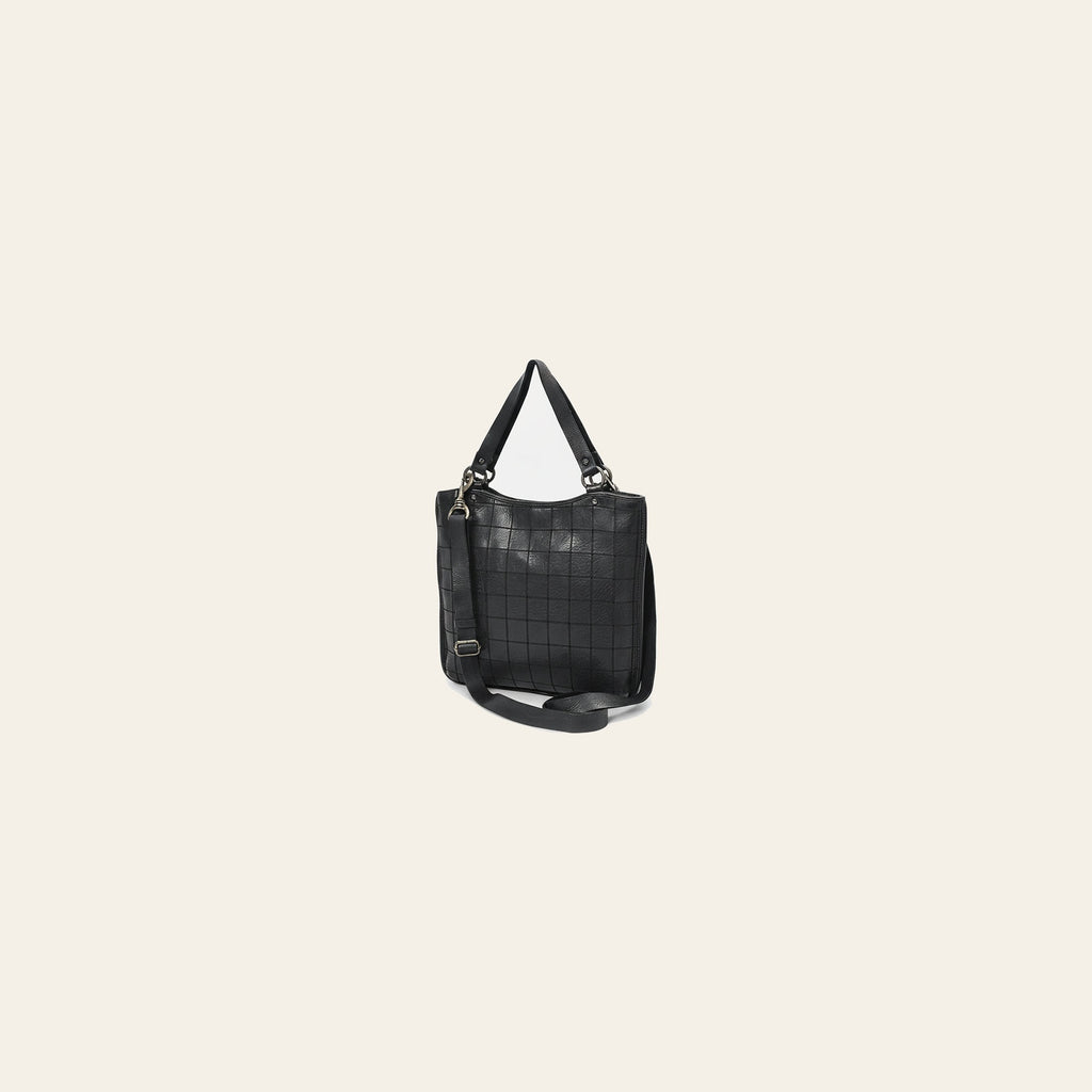 Spaghetti Western Genuine Leather Grid Hobo Tote Bag  Cowhide Leather Shoulder Crossbody Bag