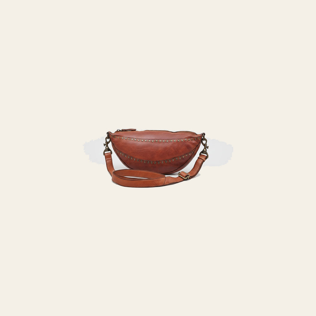 Spaghetti Western Bronzaro Leather Crescent Sling Bag Handcrafted Vegetable Tanned Full Grain Leather Crossbody
