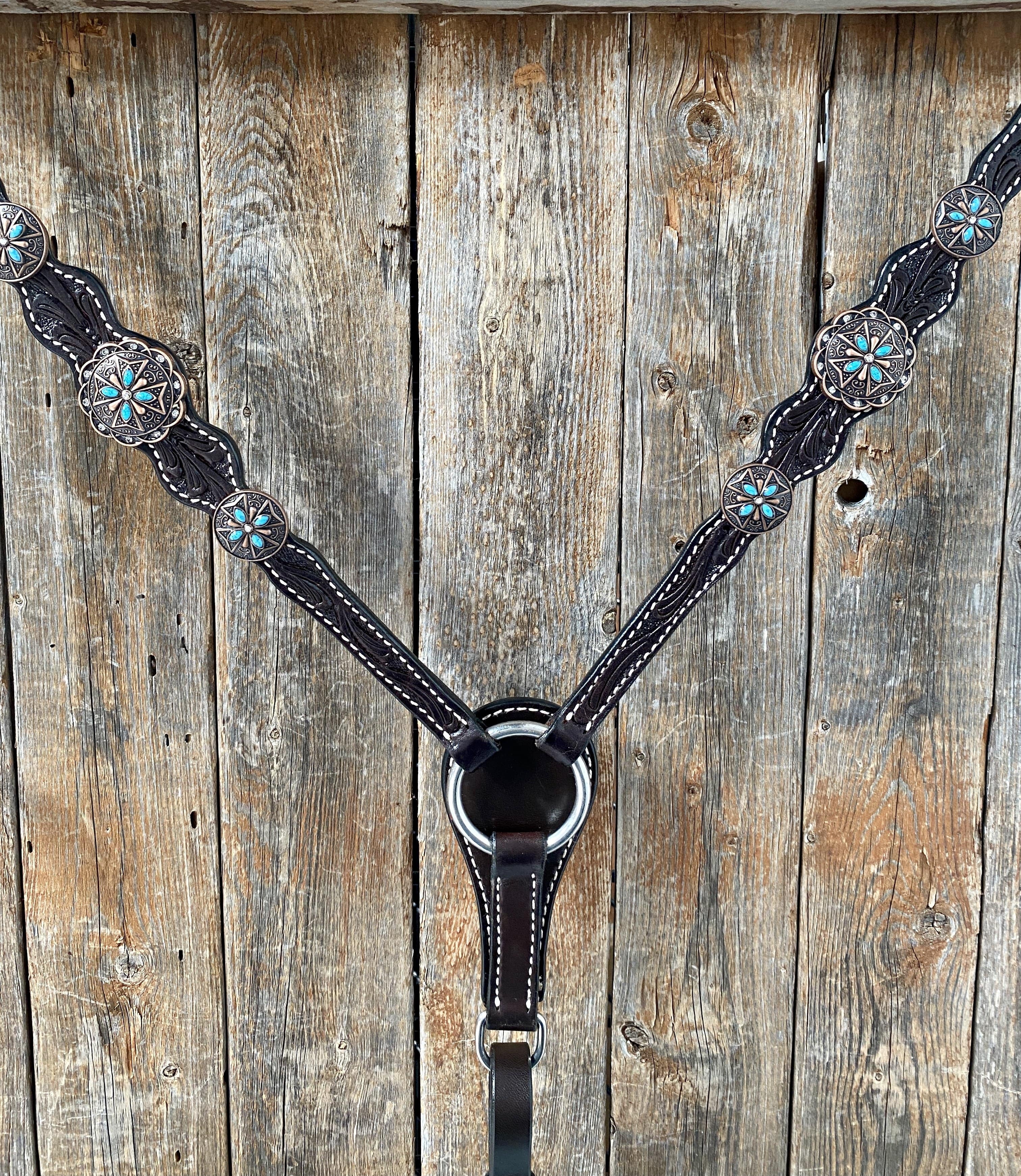 Dark Oil One Ear Headstall & Breastcollar Set #OEBC416 — view 3
