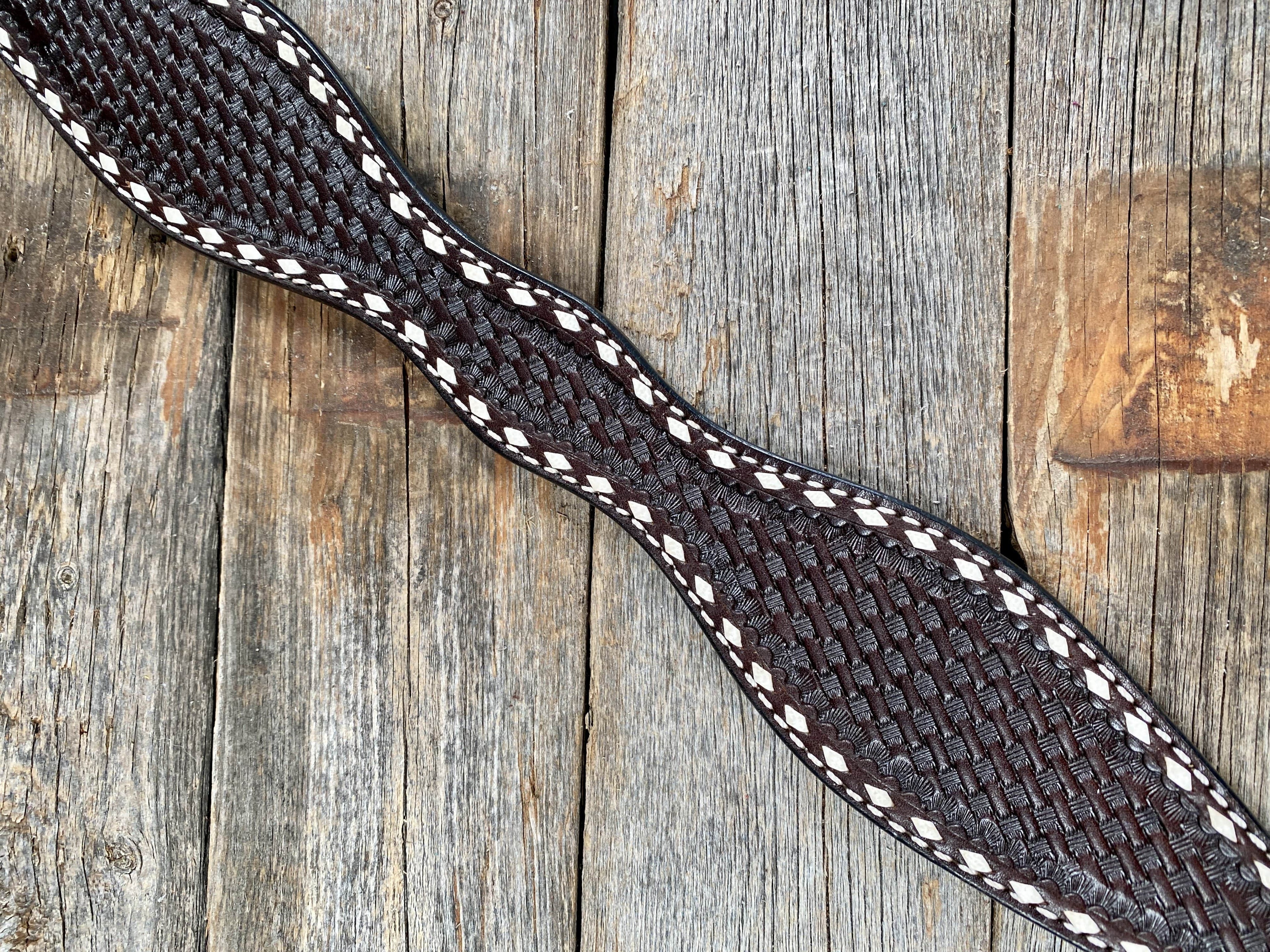Dark Oil Basketweave Buckstitch Breastcollar — view 4