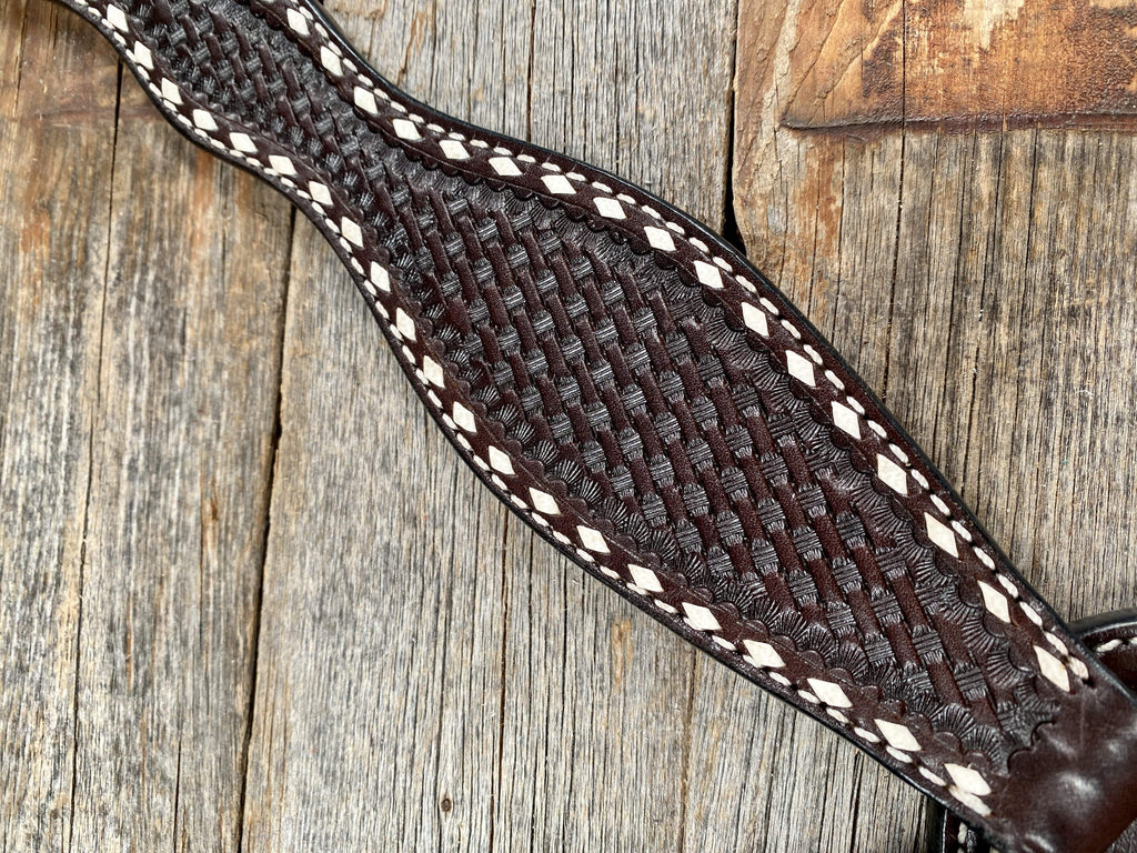 Dark Oil Basketweave Buckstitch Breastcollar — view 3
