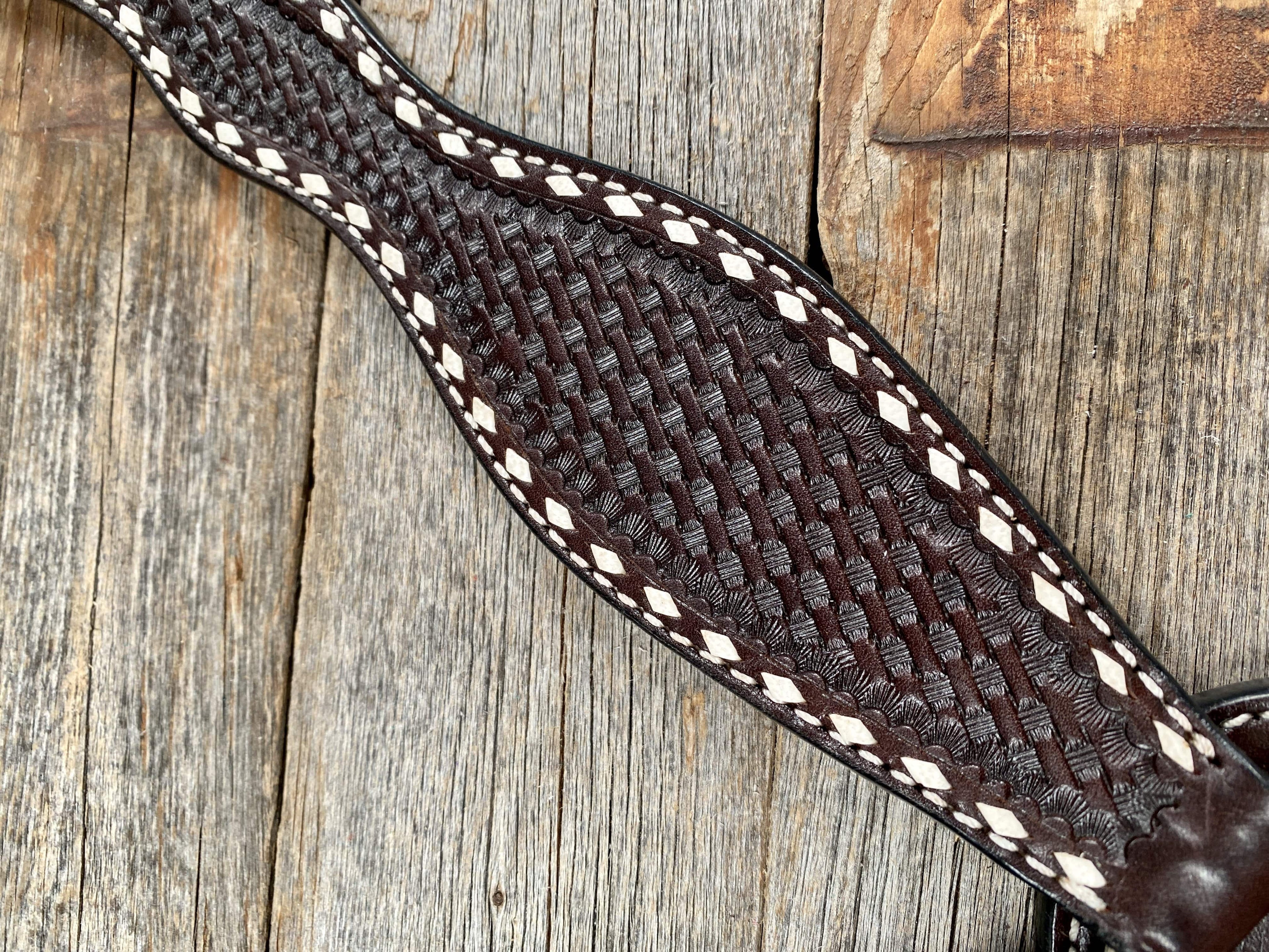 Dark Oil Basketweave Buckstitch Breastcollar — view 3