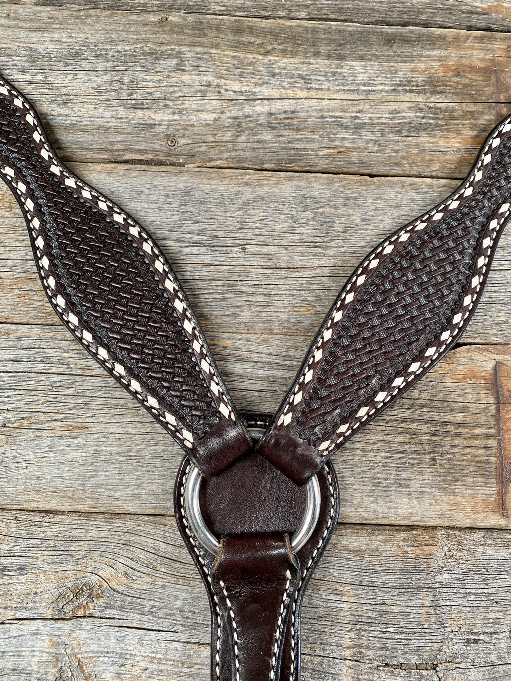 Dark Oil Basketweave Buckstitch Breastcollar — view 2