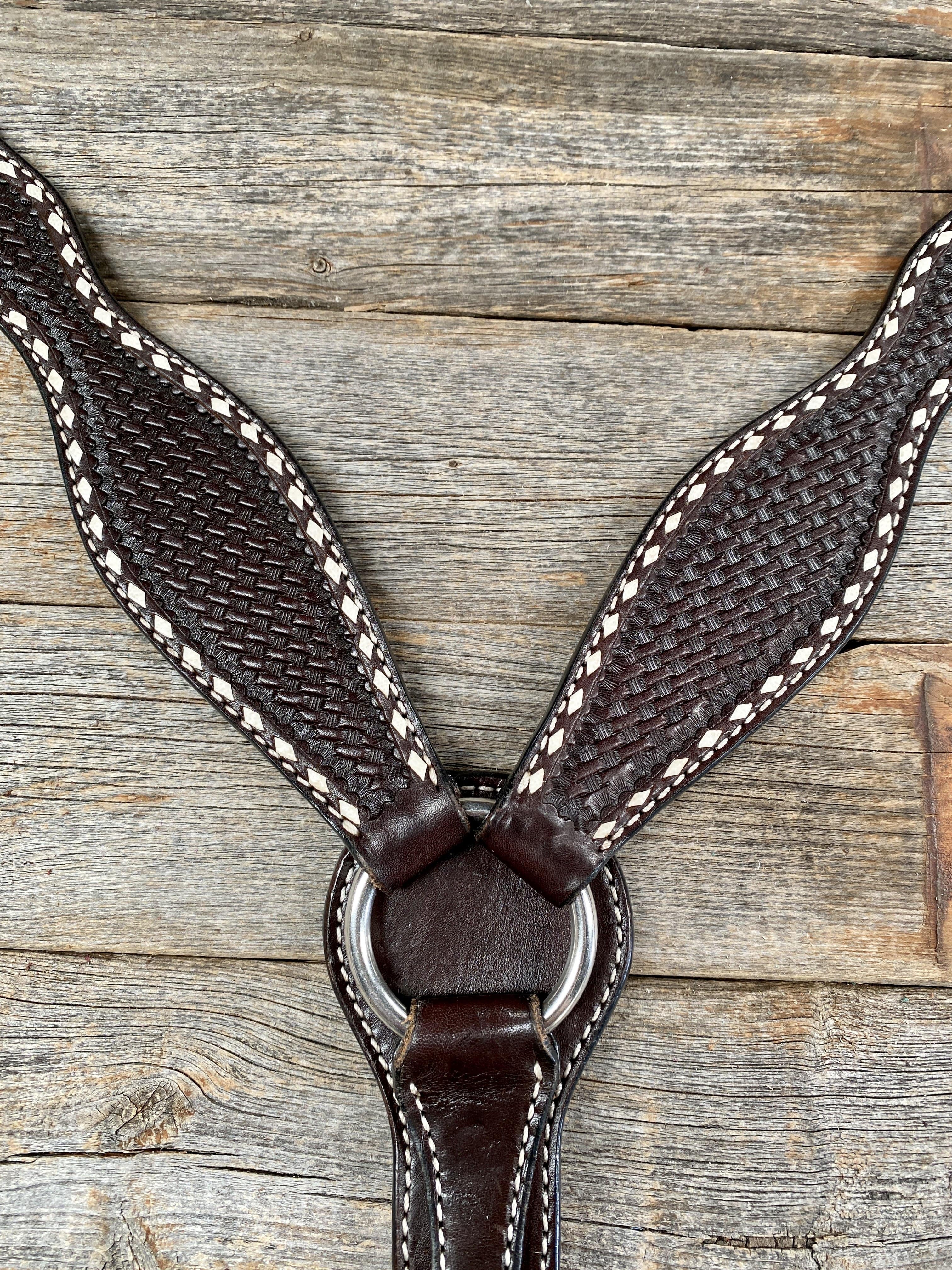 Dark Oil Basketweave Buckstitch Breastcollar — view 2