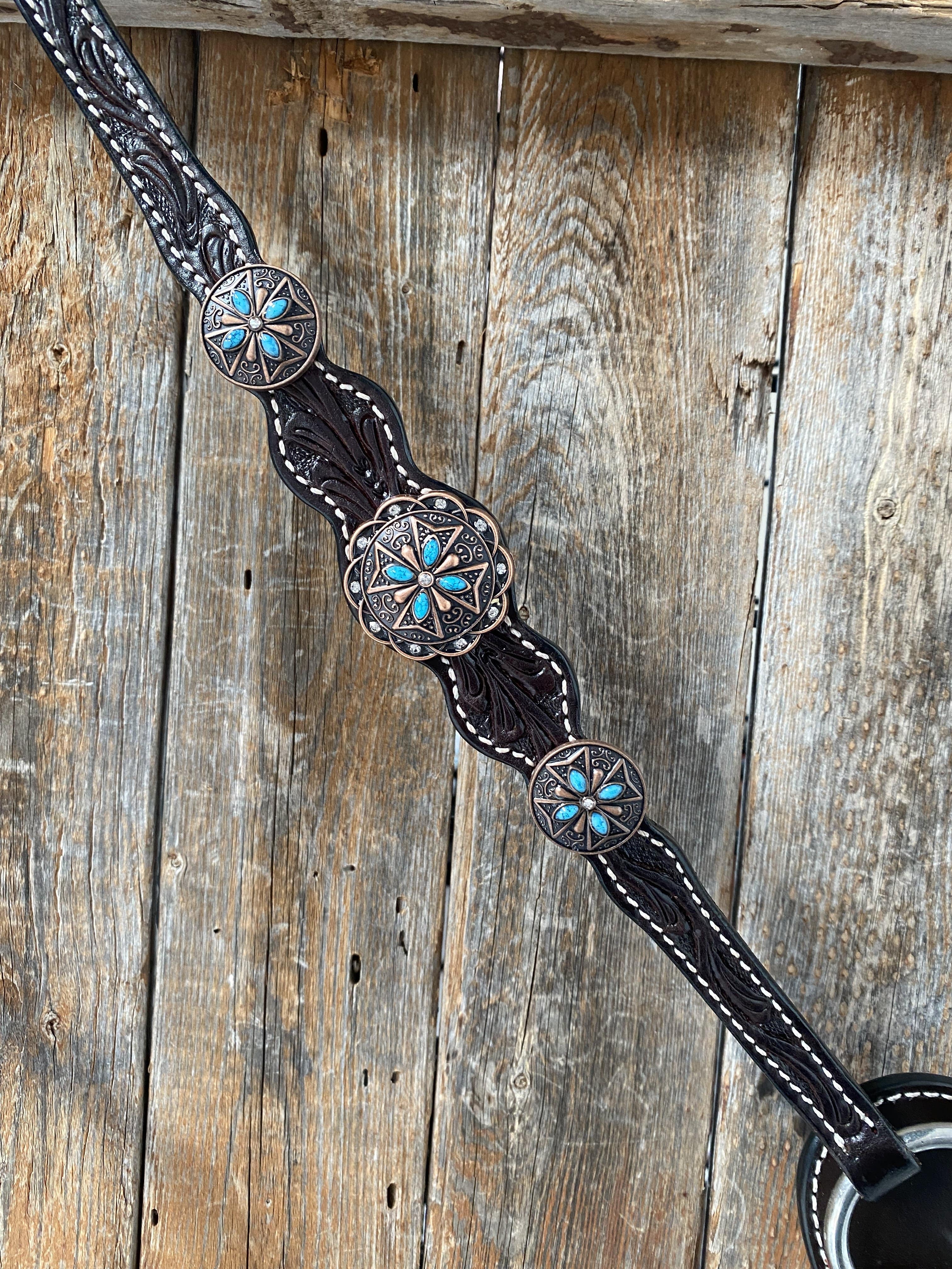 Dark Oil One Ear Headstall & Breastcollar Set #OEBC416 — view 4