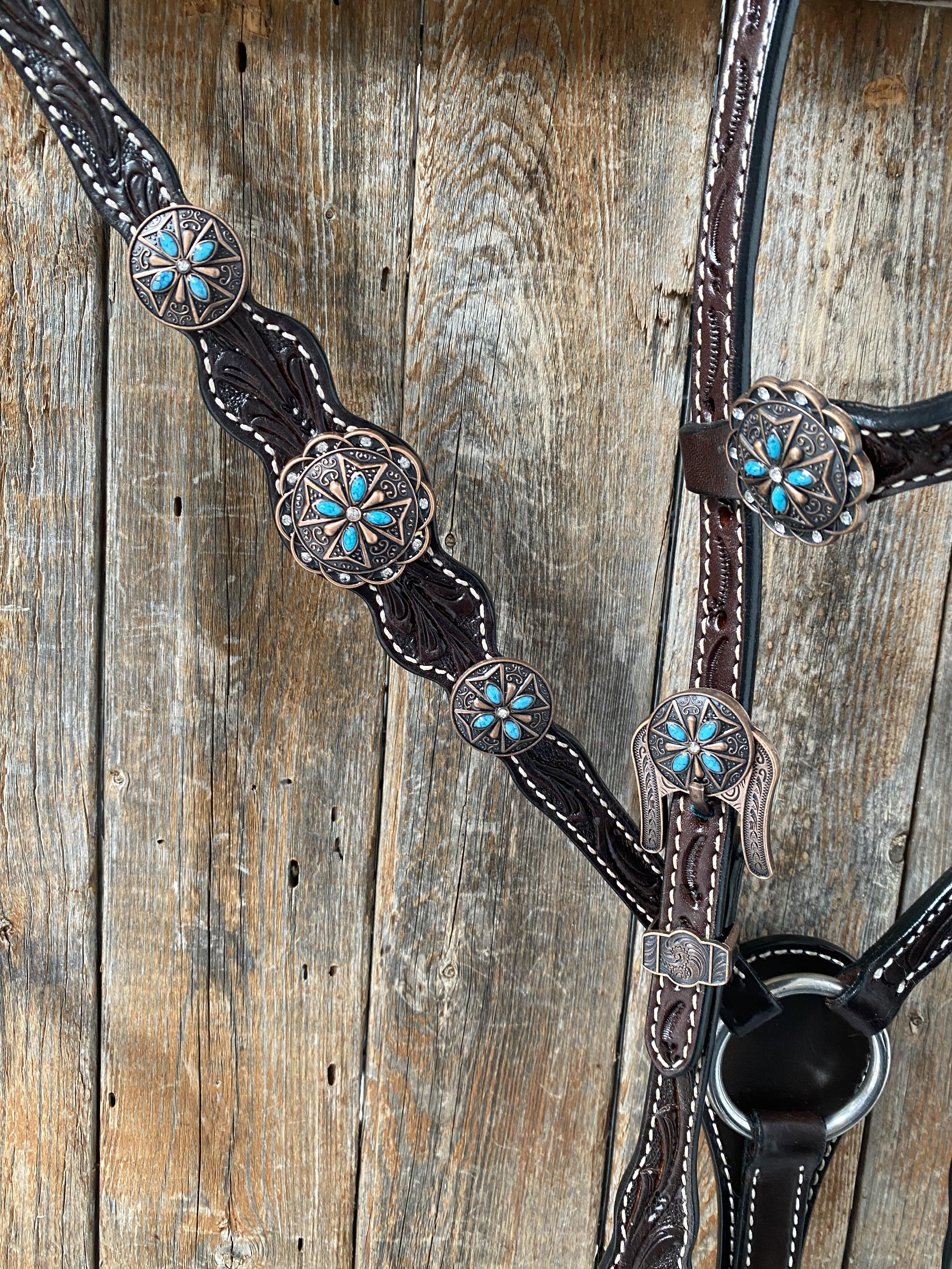 Dark Oil One Ear Headstall & Breastcollar Set #OEBC416 — view 8