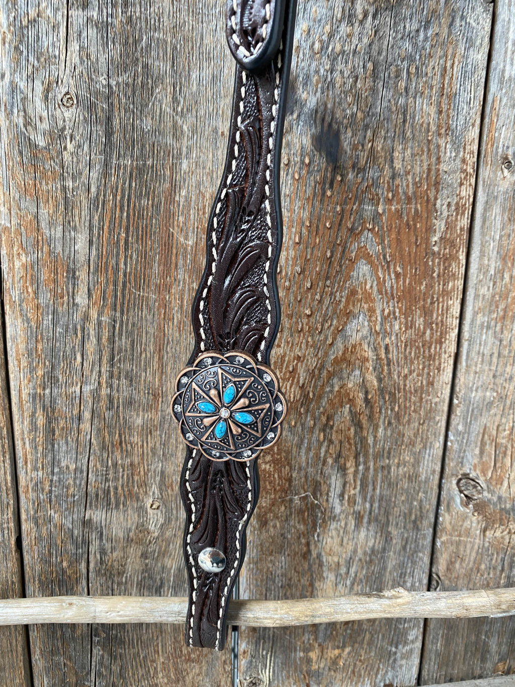 Dark Oil One Ear Headstall & Breastcollar Set #OEBC416 — view 5