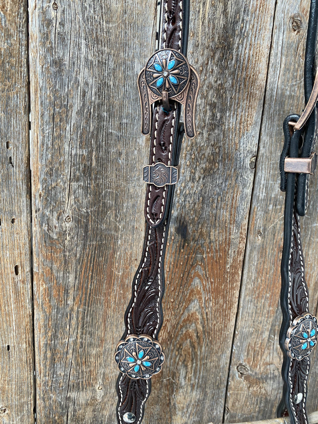 Dark Oil One Ear Headstall & Breastcollar Set #OEBC416 — view 7