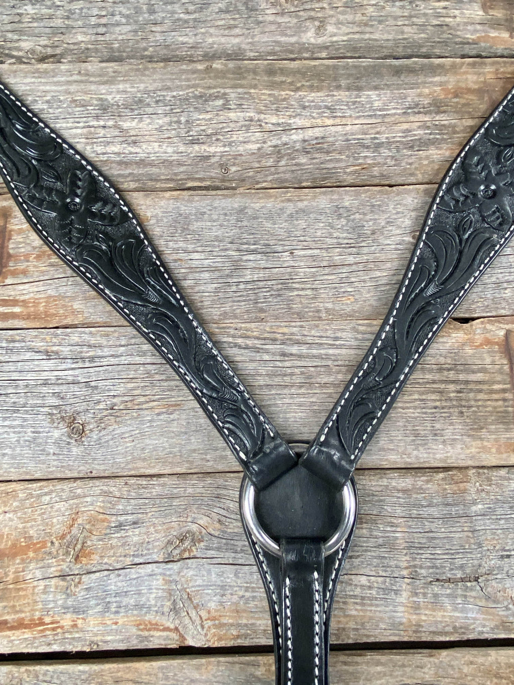 Floral Tooled Black Breastcollar — view 2
