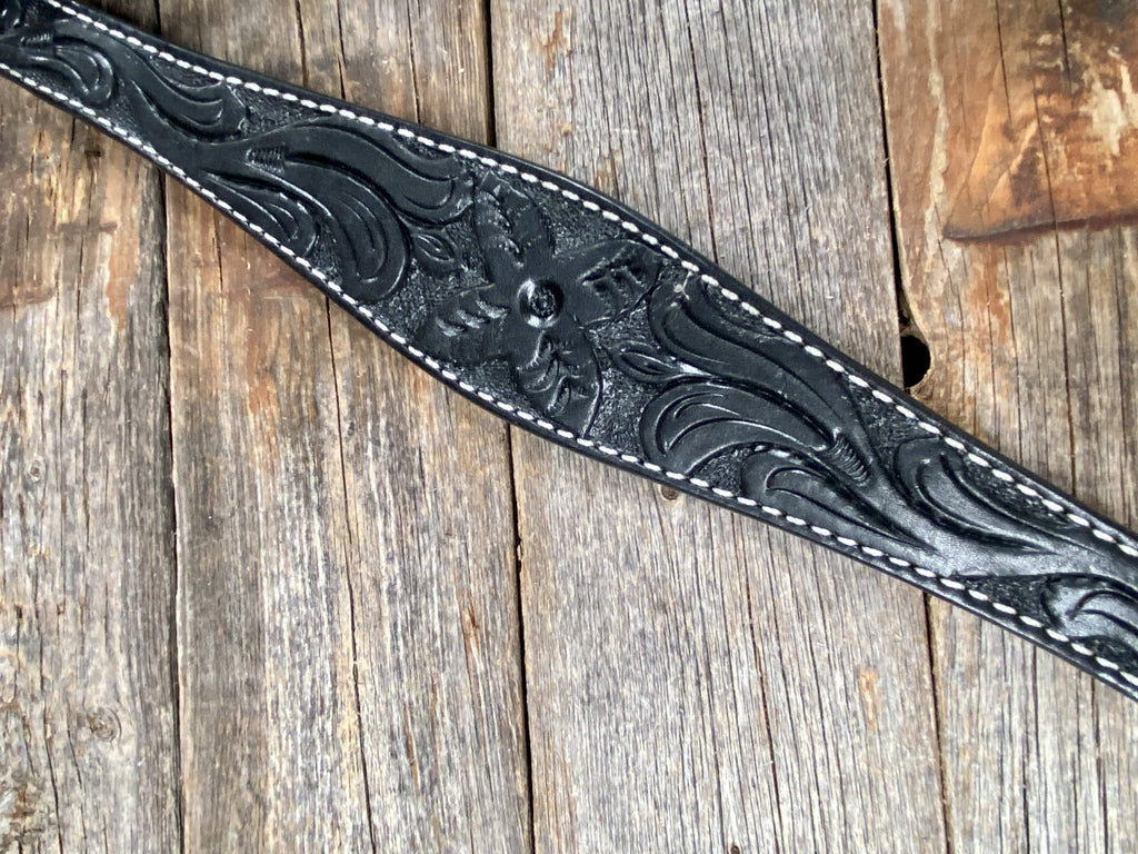 Floral Tooled Black Breastcollar — view 3