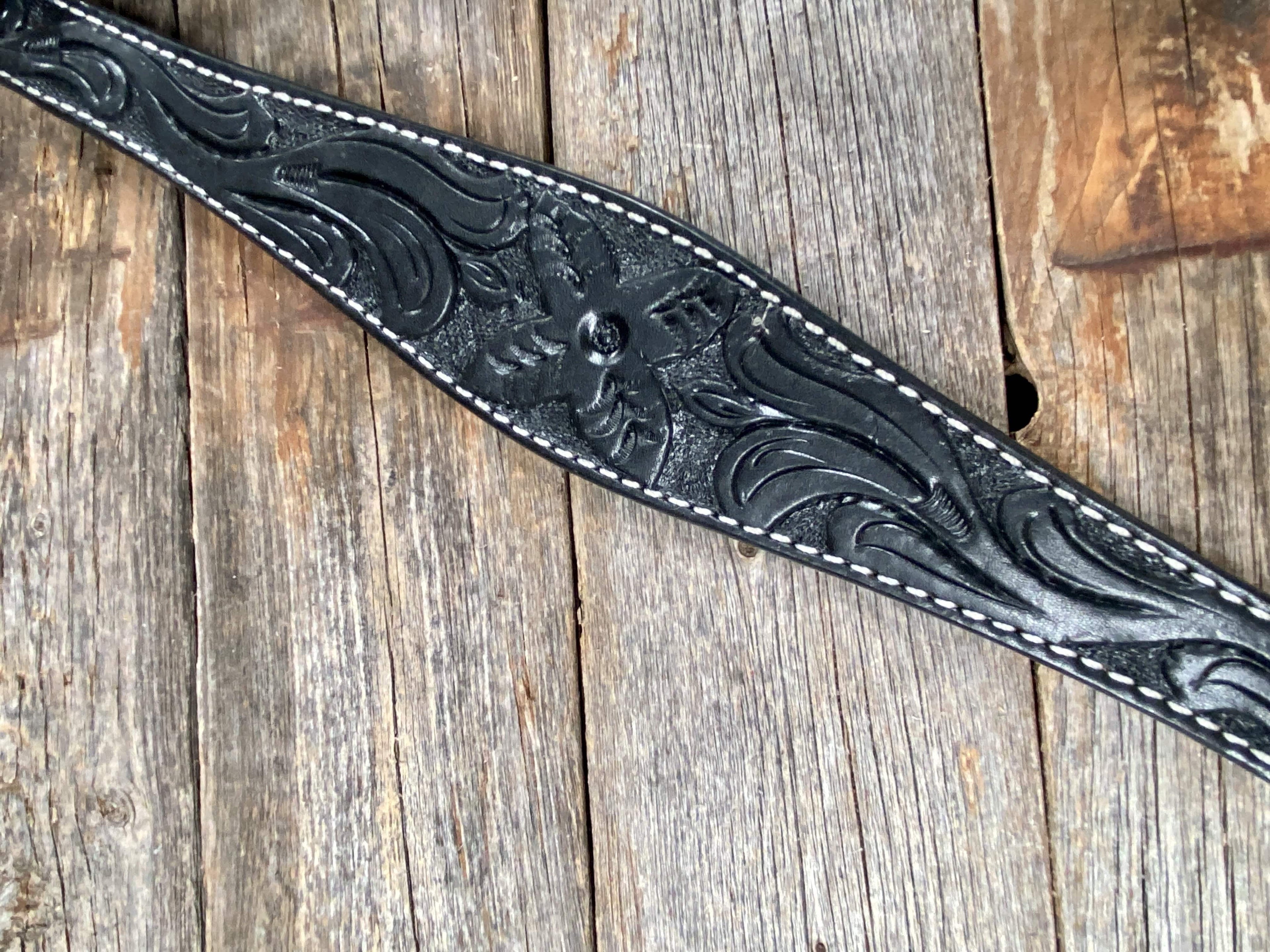 Floral Tooled Black Breastcollar — view 3