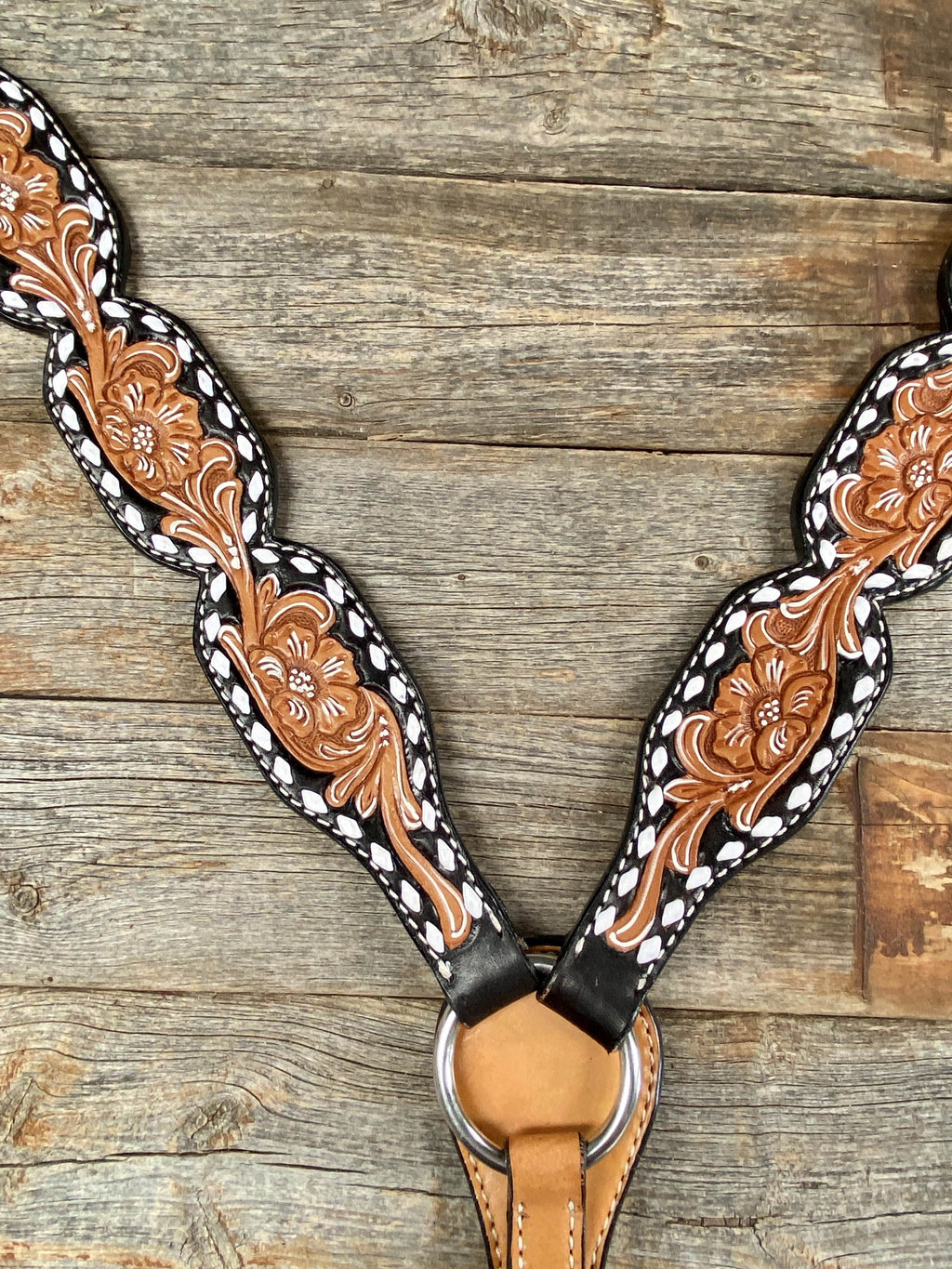 Floral Tooled Buckstitch Breastcollar — view 2