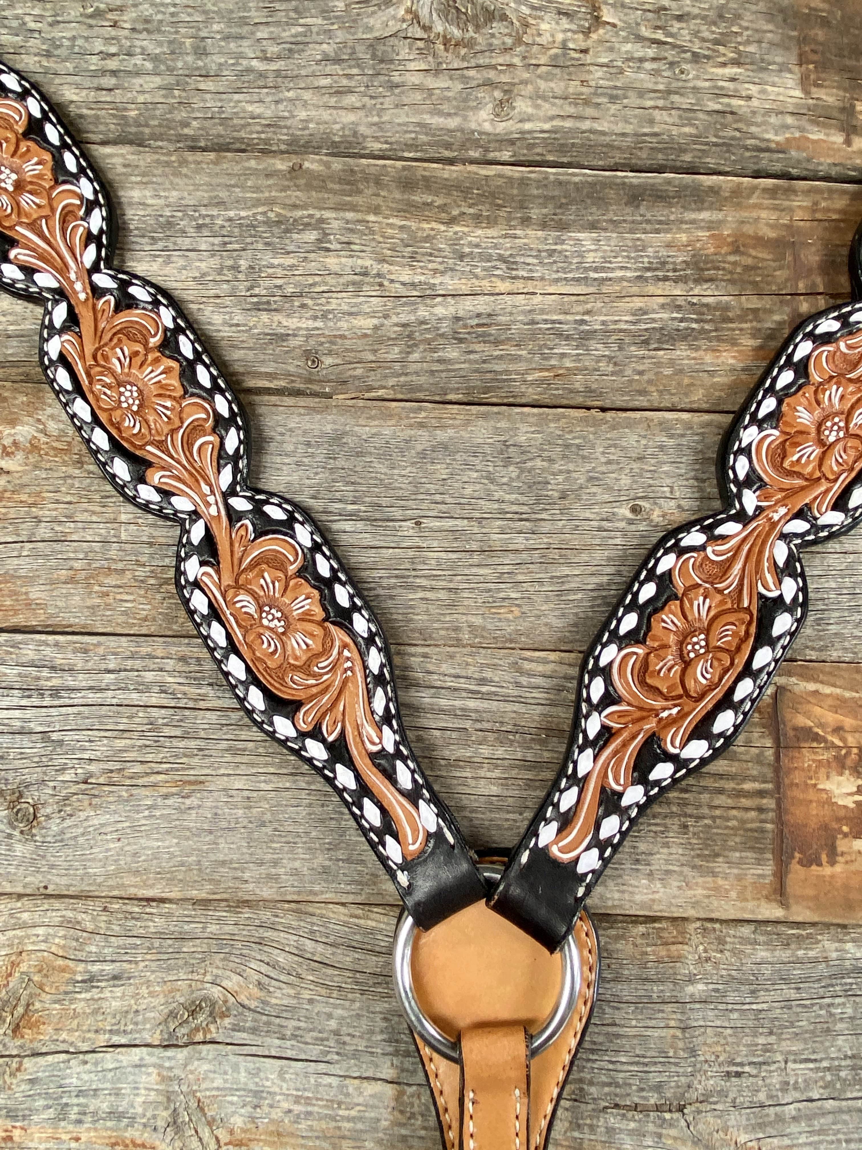 Floral Tooled Buckstitch Breastcollar — view 2
