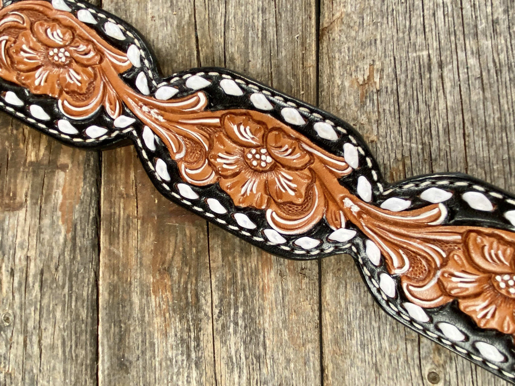 Floral Tooled Buckstitch Breastcollar — view 3