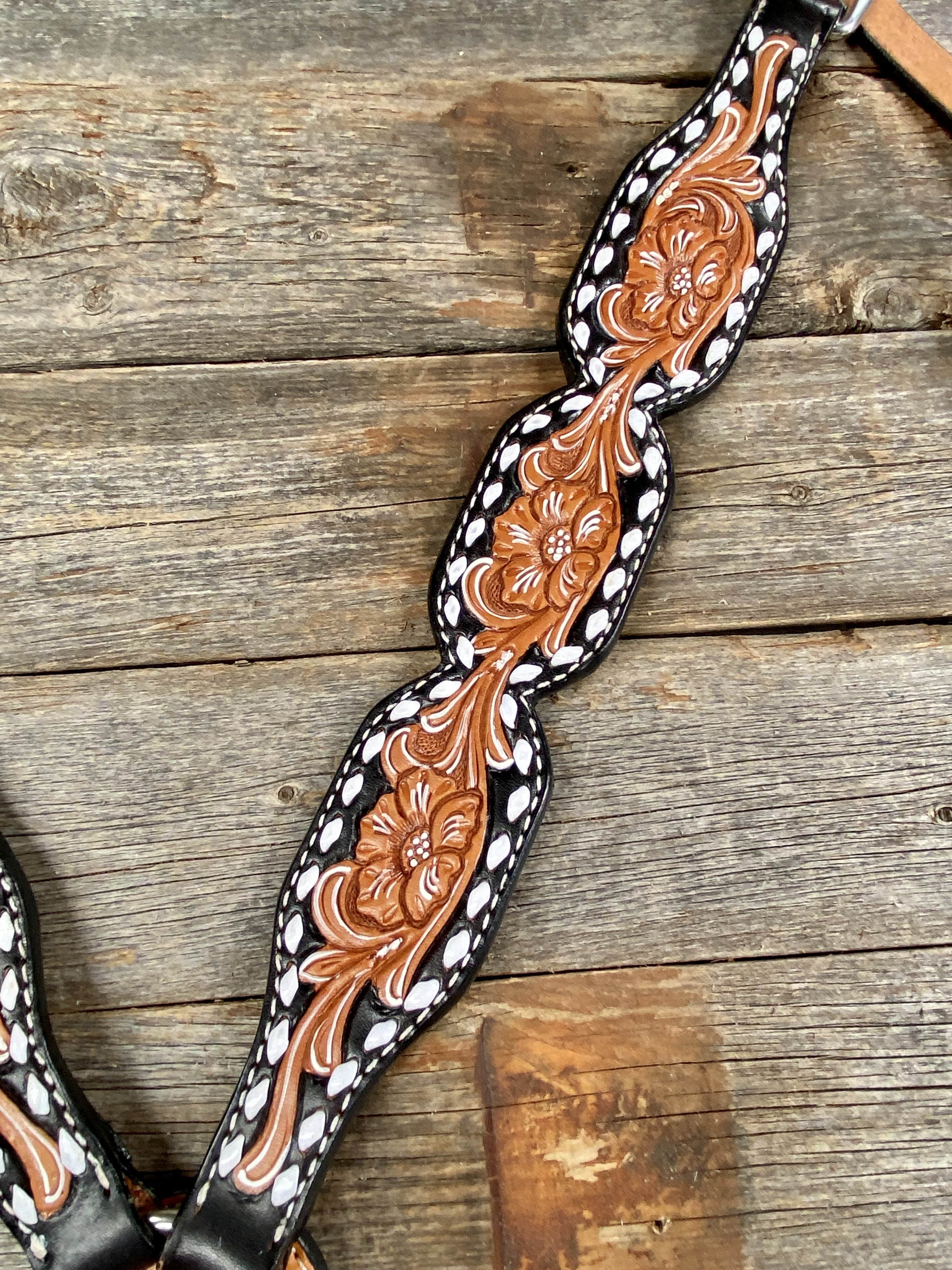 Floral Tooled Buckstitch Breastcollar — view 4