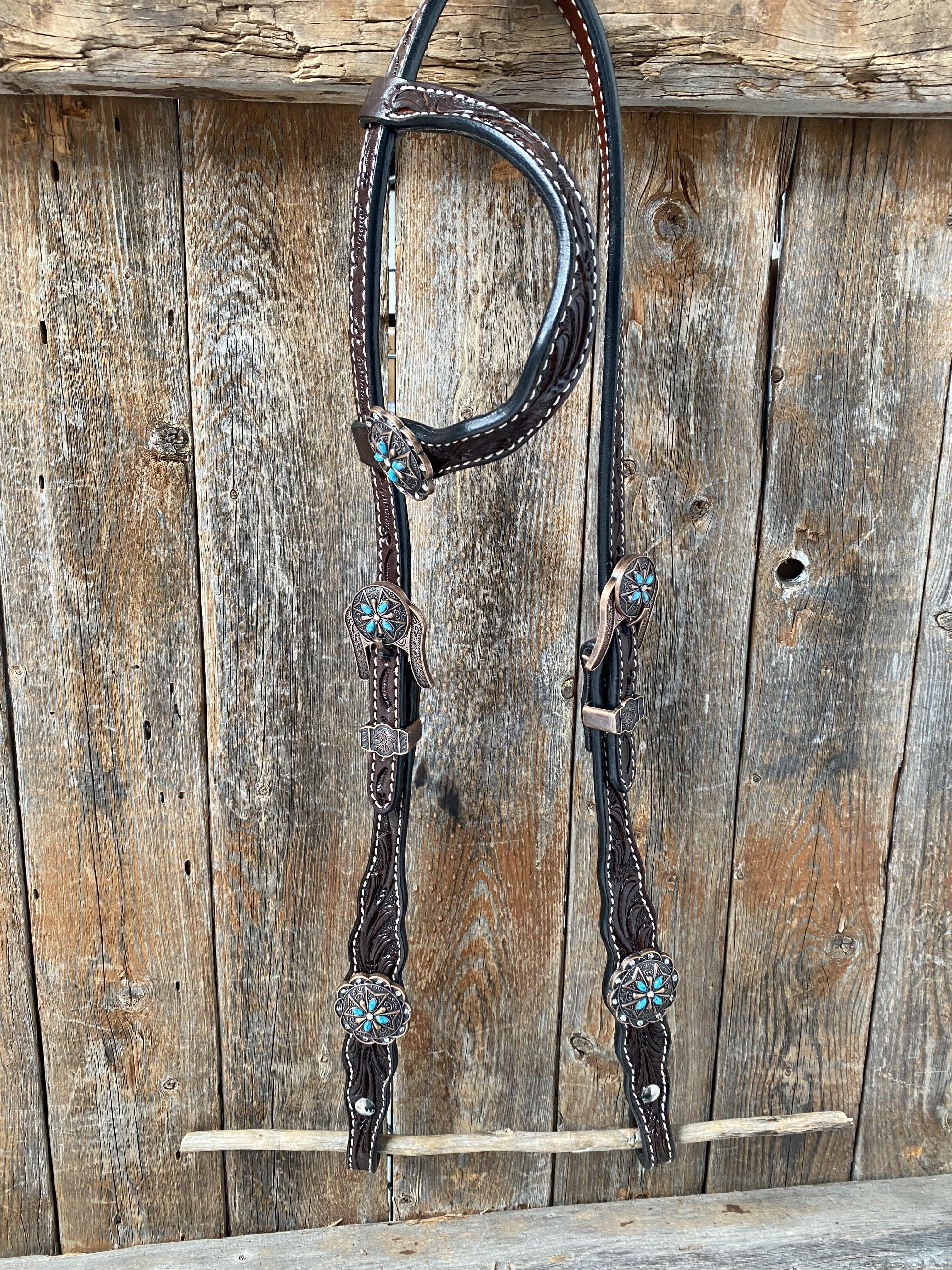Dark Oil One Ear Headstall & Breastcollar Set #OEBC416 — view 2