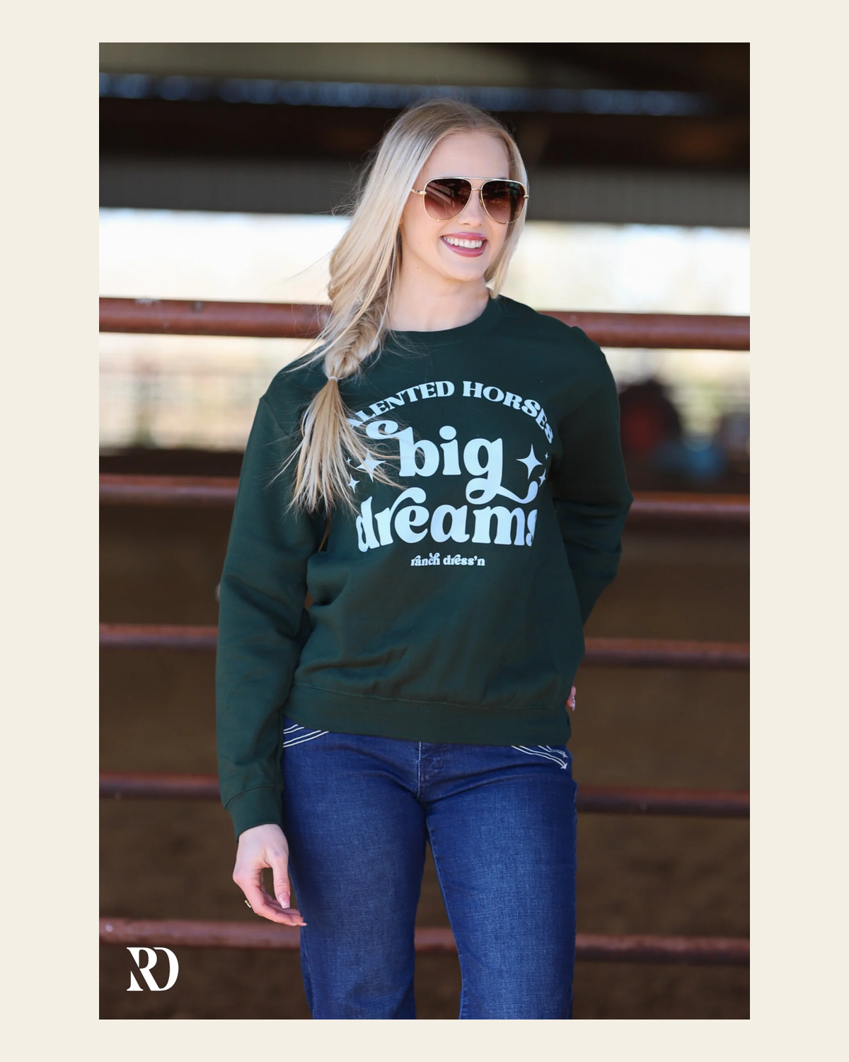 Talented Horses | Crewneck on a warm cream background