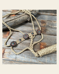 Tan and Turquoise Mule Tape Halter - #MT116 on a warm cream background