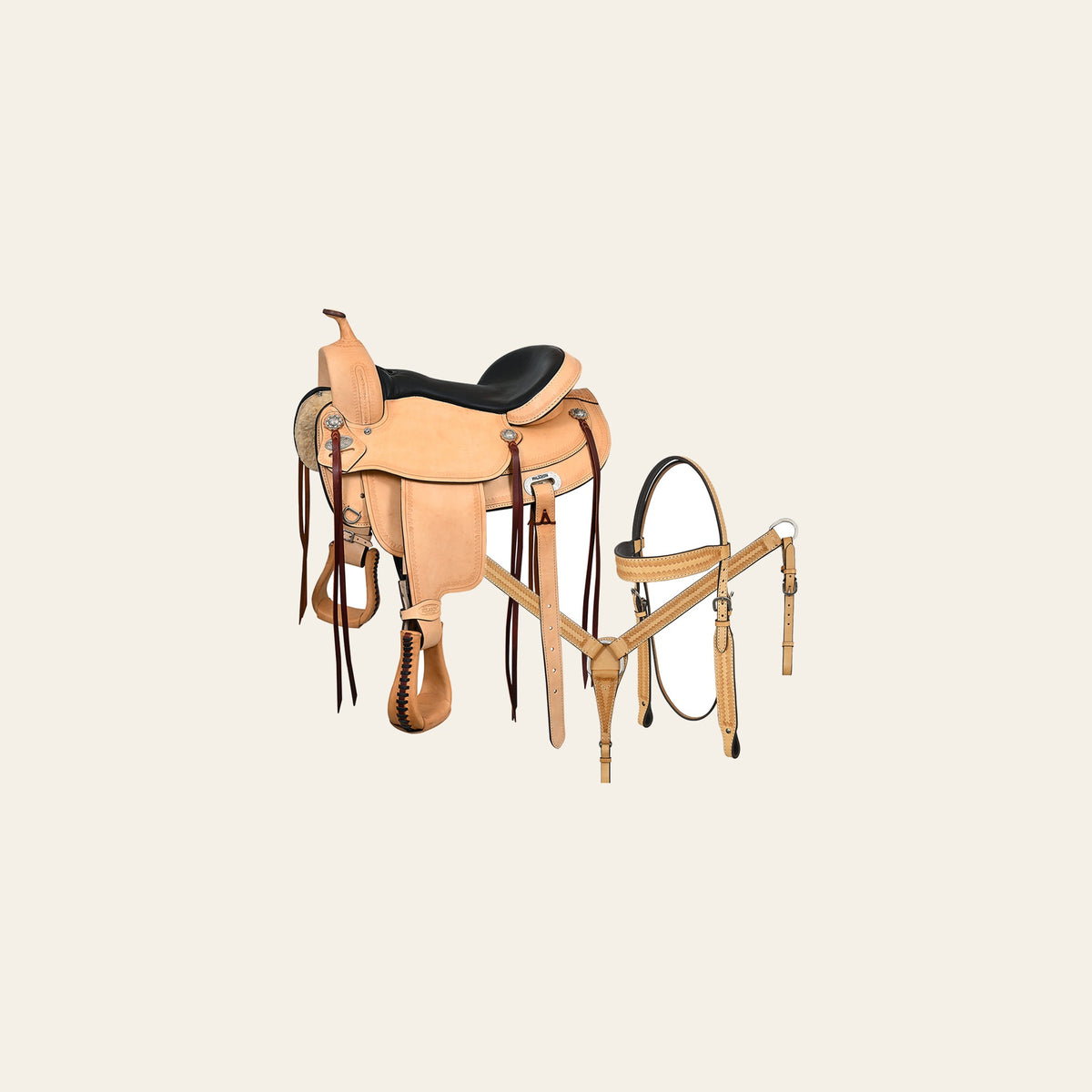 Tan HILASON Western Horse Saddle American Leather Flex Tree Trail & Pleasure