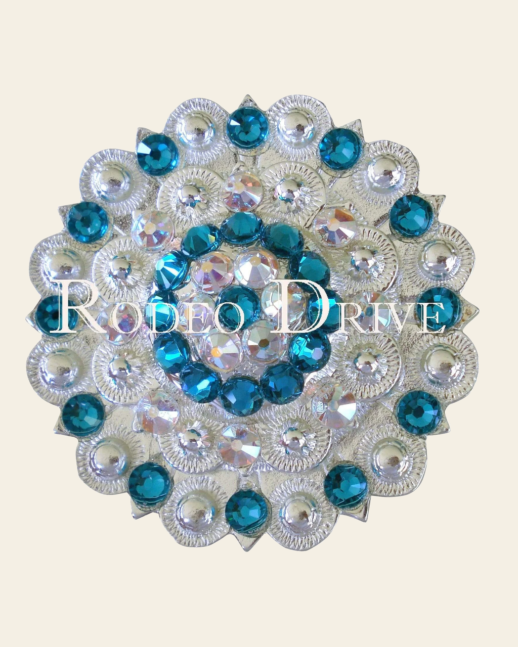 Teal & AB Bright Silver Berry Jacket European Crystal on a warm cream background