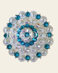 Teal & AB Bright Silver Berry Jacket European Crystal on a warm cream background