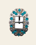 Teal & Champagne Copper European Crystal Cart Buckle on a warm cream background