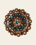 Teal Champagne & Topaz Copper Berry Jacket European Crystal on a warm cream background