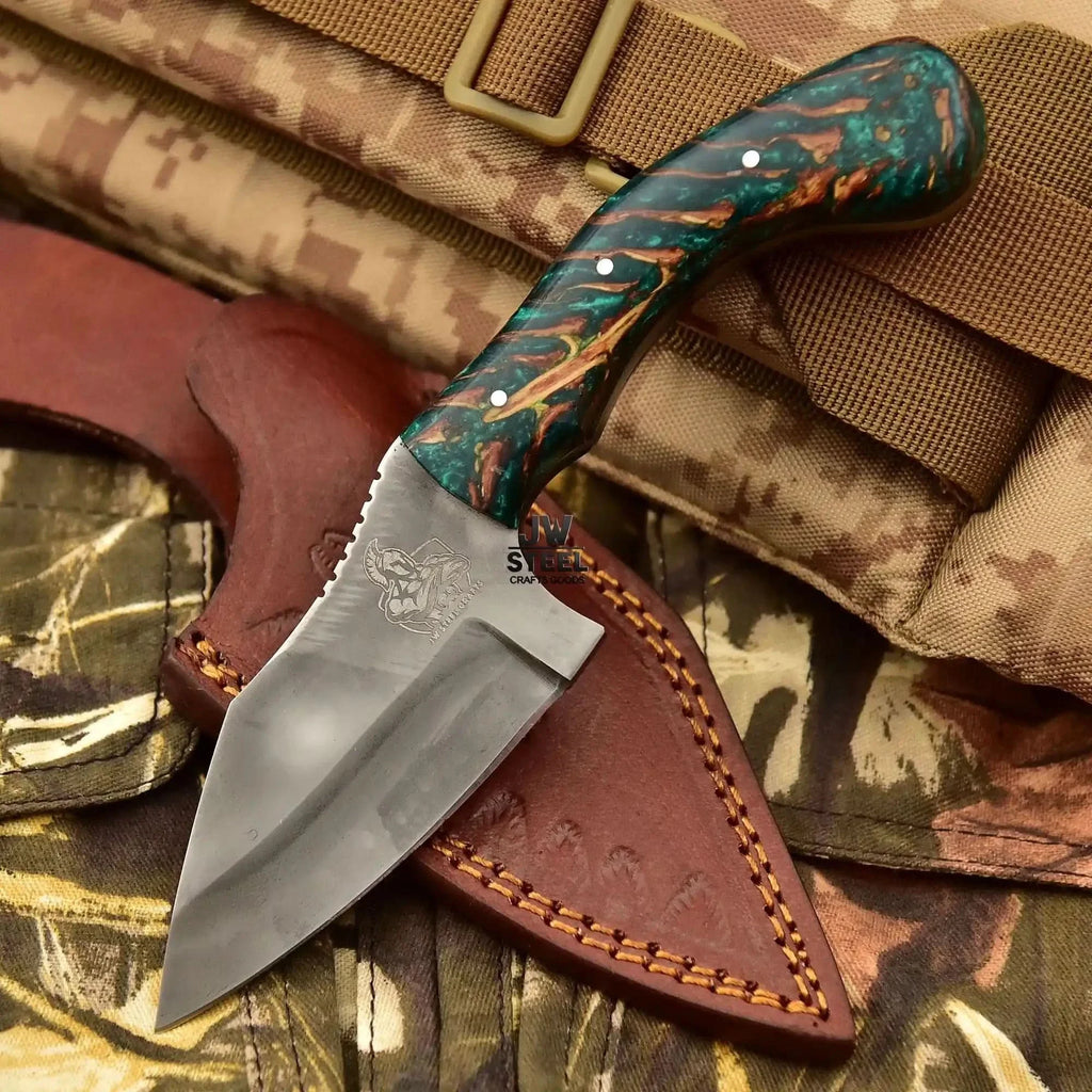 Acid Washed Stainless Steel Hunting Knife – Pinecone Handle | Outdoor & Camping Knife