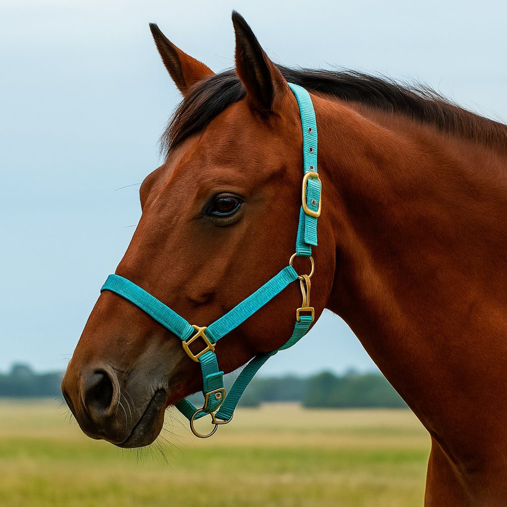 Teal Nylon Horse Halter NHTEAL