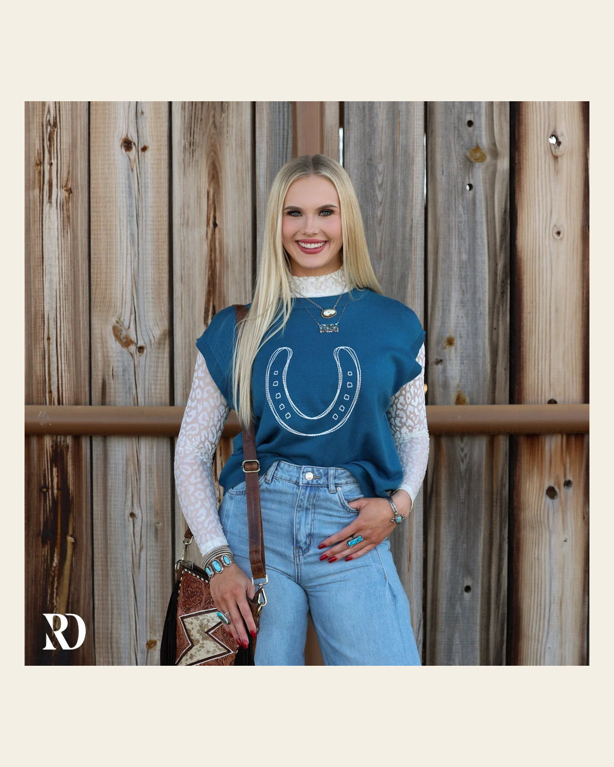 The Lucky Horseshoe | Sweater Vest on a warm cream background