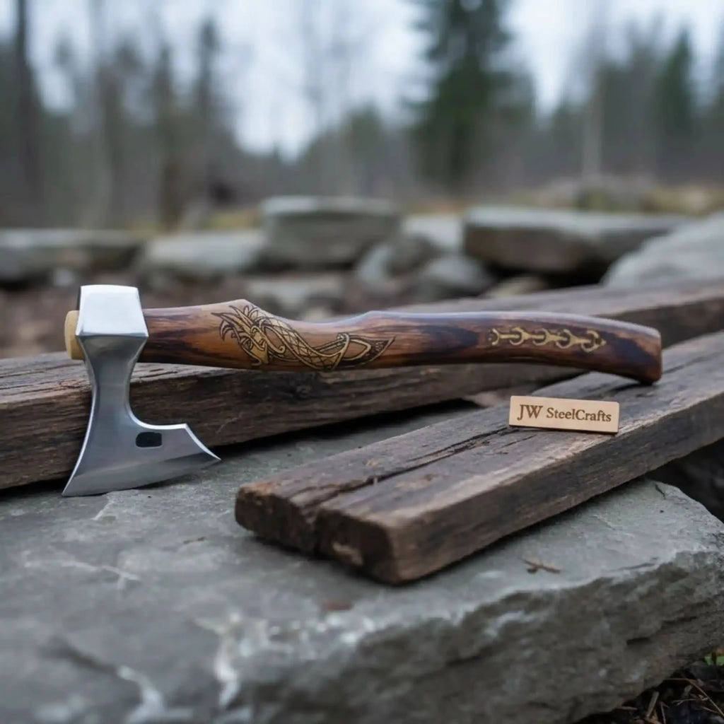 Skeggox Bearded Hatchet with Engraved Dragon Handle