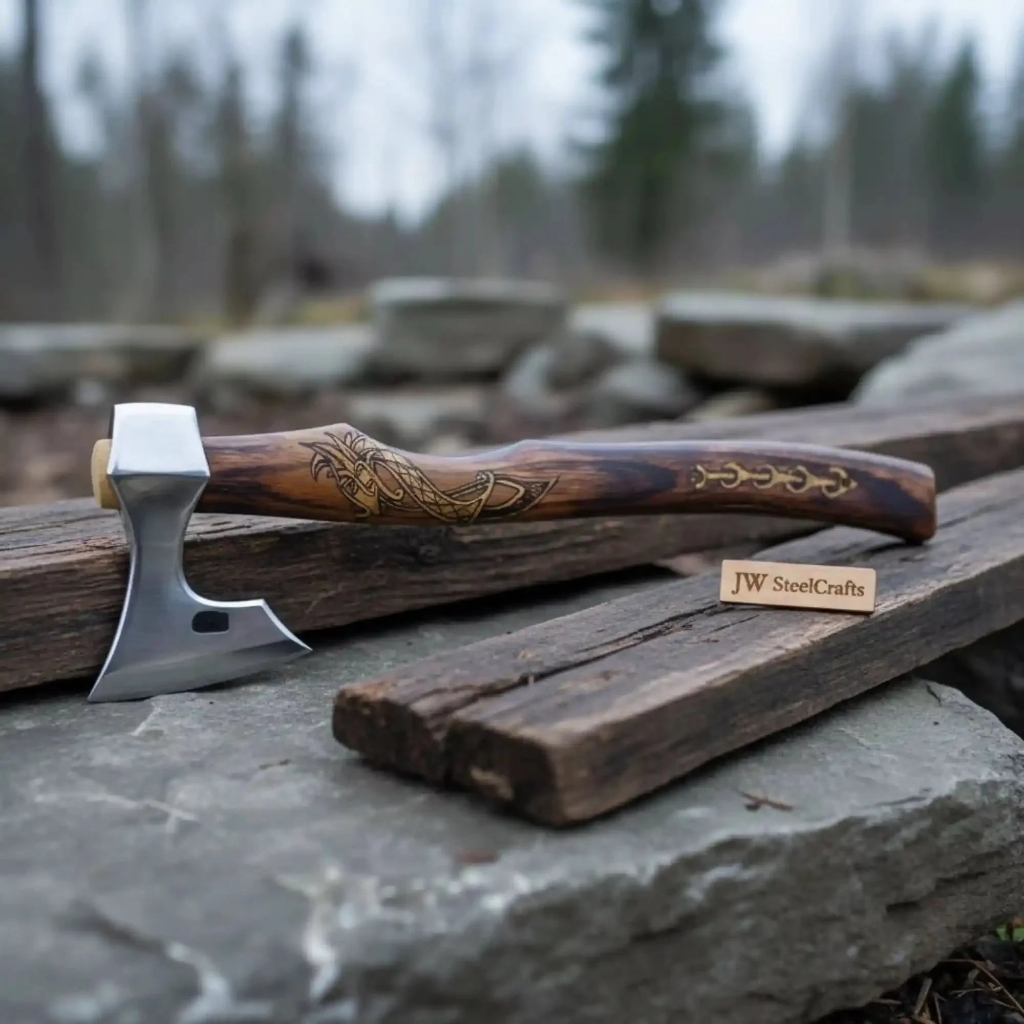 Skeggox Bearded Hatchet with Engraved Dragon Handle