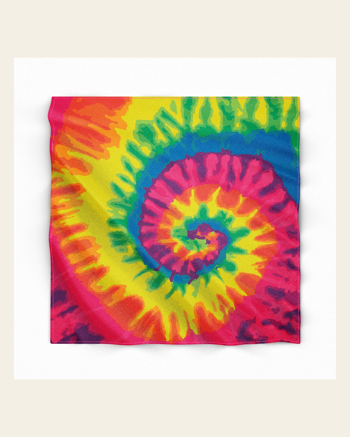 Tie Dye Wild Rag on a warm cream background