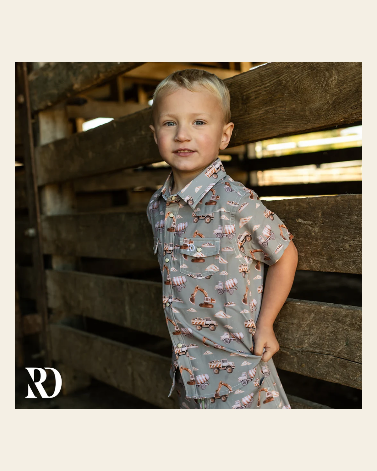 Toddler Button Down | Diggin It on a warm cream background