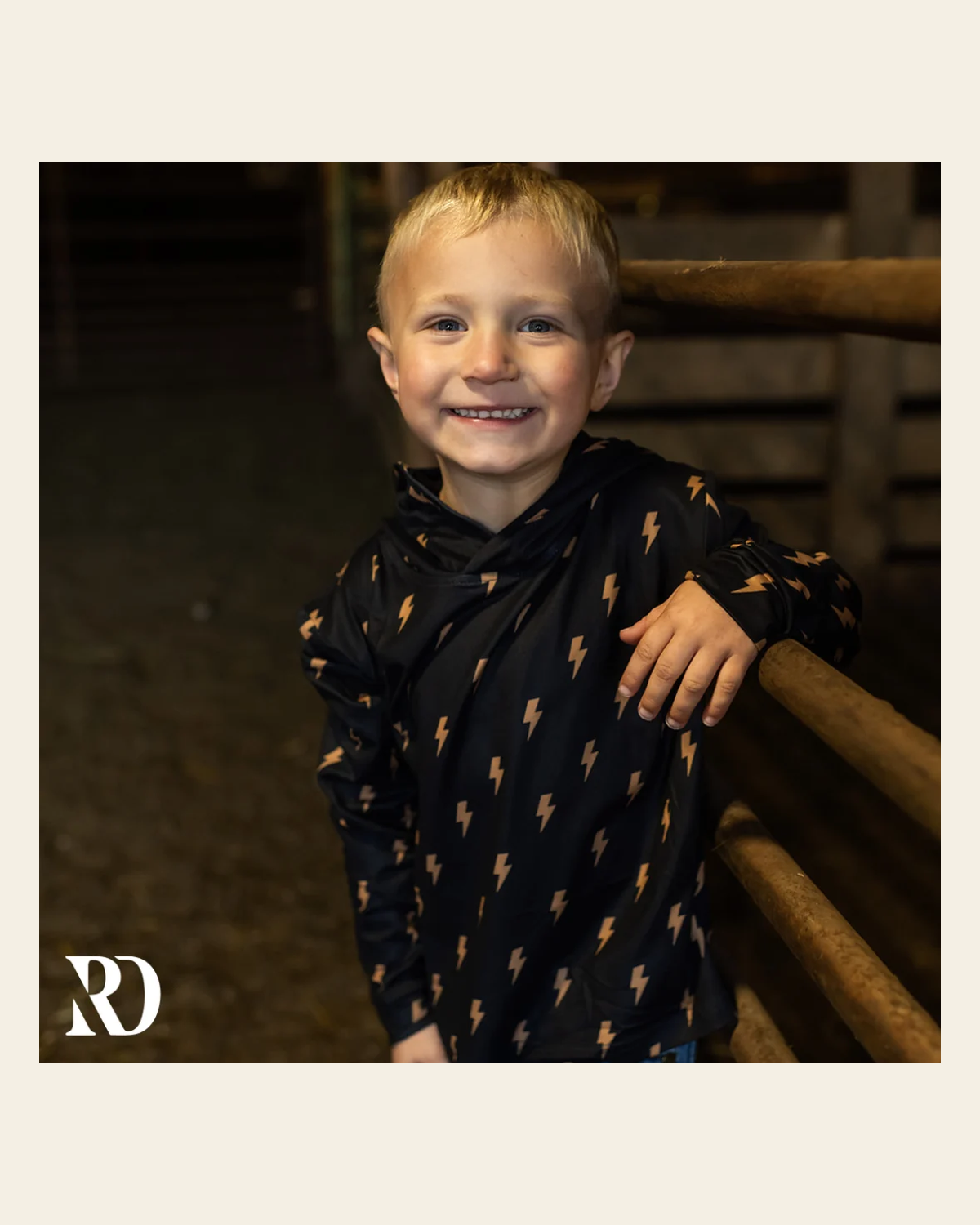 Toddler Hooded Shirt | Thunder Bolt on a warm cream background