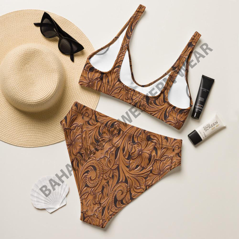 Yeehaw Tooled Leather Print Bikini by Baha Ranch Western Wear - product image 3